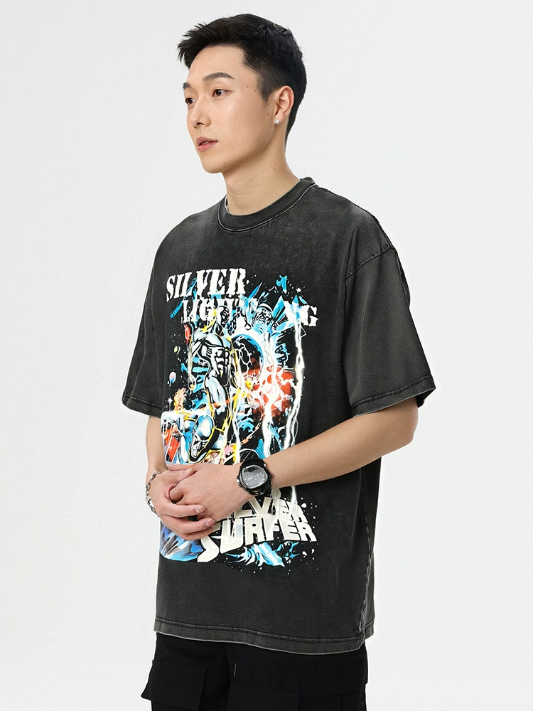 厂家直销青年男士宽松水洗做旧牛仔外套，街头嘻哈风格，多口袋设计，适合夏季休闲场景