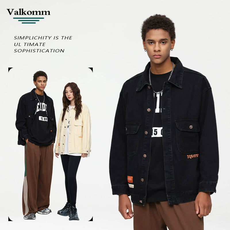 Джинсовая куртка Valkomm в стиле уличной моды, широкий крой, пурпурный цвет, теплый хлопок, для зимнего повседневного ношения.