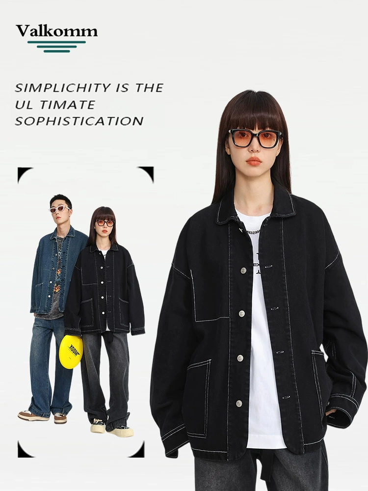 厂家直销青年宽松水洗牛仔外套，春秋休闲款，透气耐磨防风设计