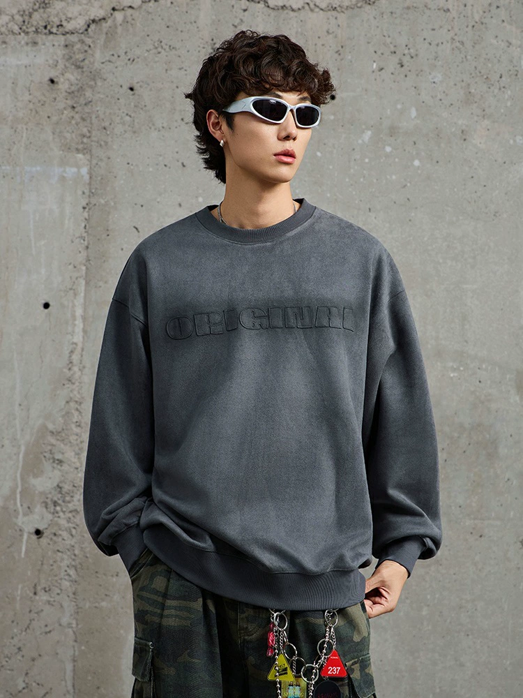 厂家直销男士宽松修身水洗做旧字母印花牛仔外套，春秋休闲，潮流风格