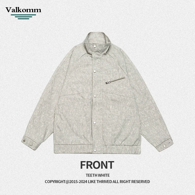 厂家直销男士宽松透气夹克外套，春秋休闲，高街潮流设计，罗纹底摆