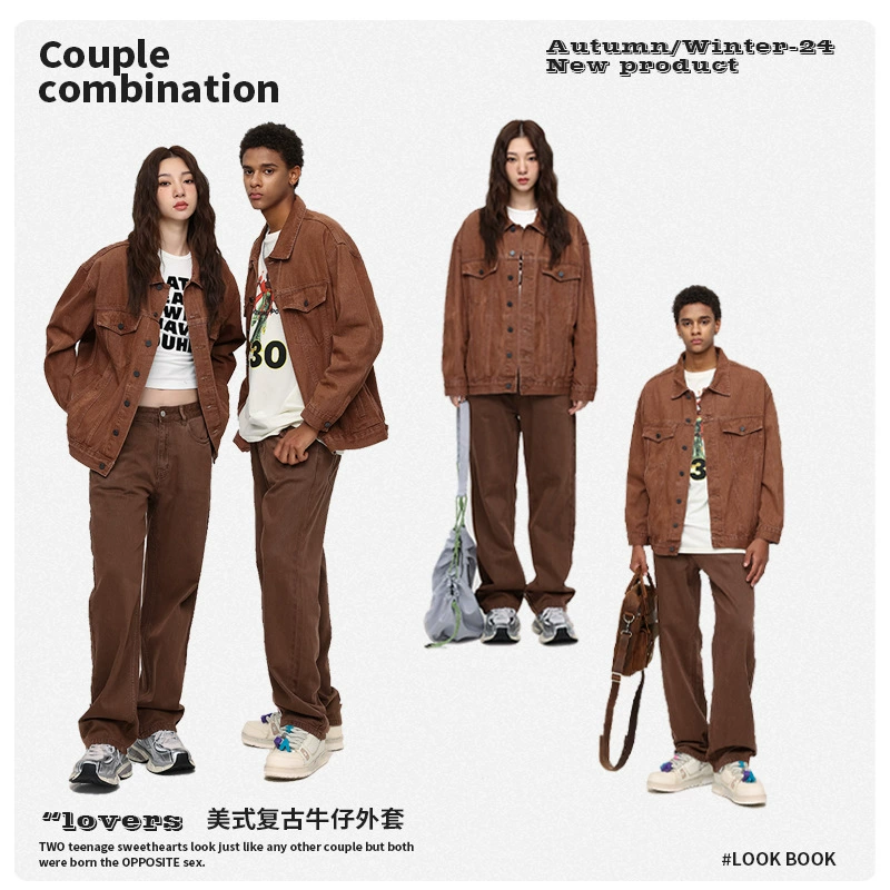 厂家直销青年宽松扎染牛仔外套，耐磨简约款，春秋日常穿搭，时尚潮流夹克