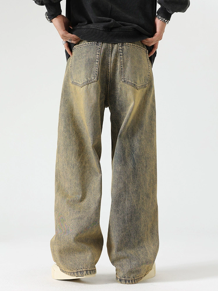 厂家直销男士修身水洗牛仔裤，宽松直筒款，适合四季休闲，青春流行风格