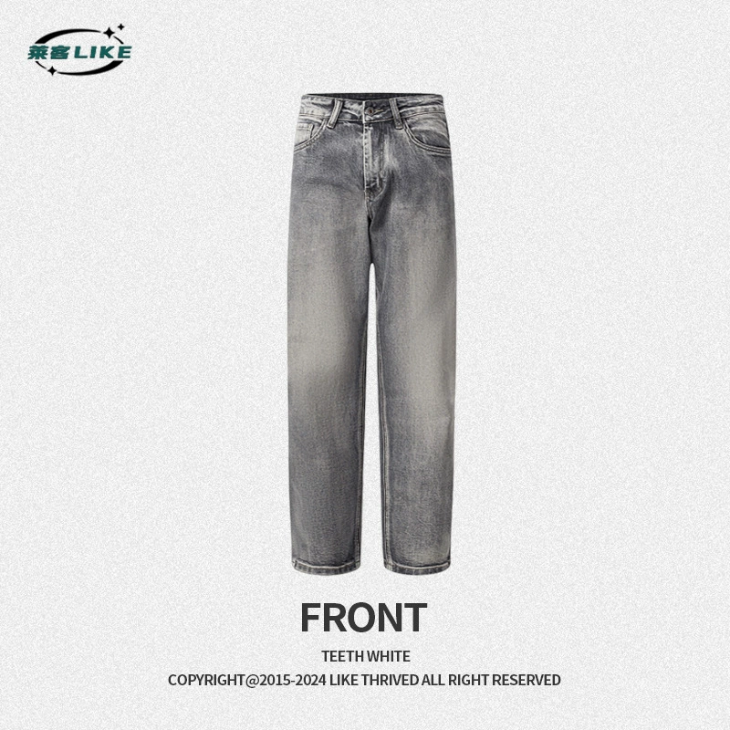 厂家直销男士修身水洗做旧铅笔牛仔裤，春秋休闲风，微弹九分裤设计
