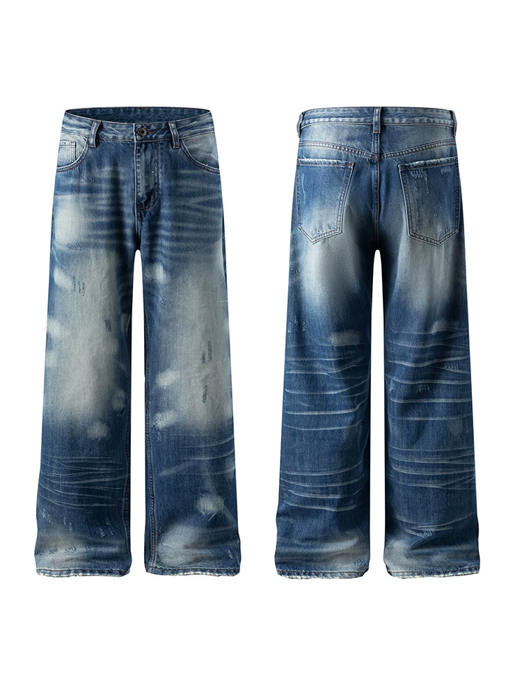 厂家直销男士水洗新款修身牛仔裤，春秋季休闲风格，微弹直筒长裤