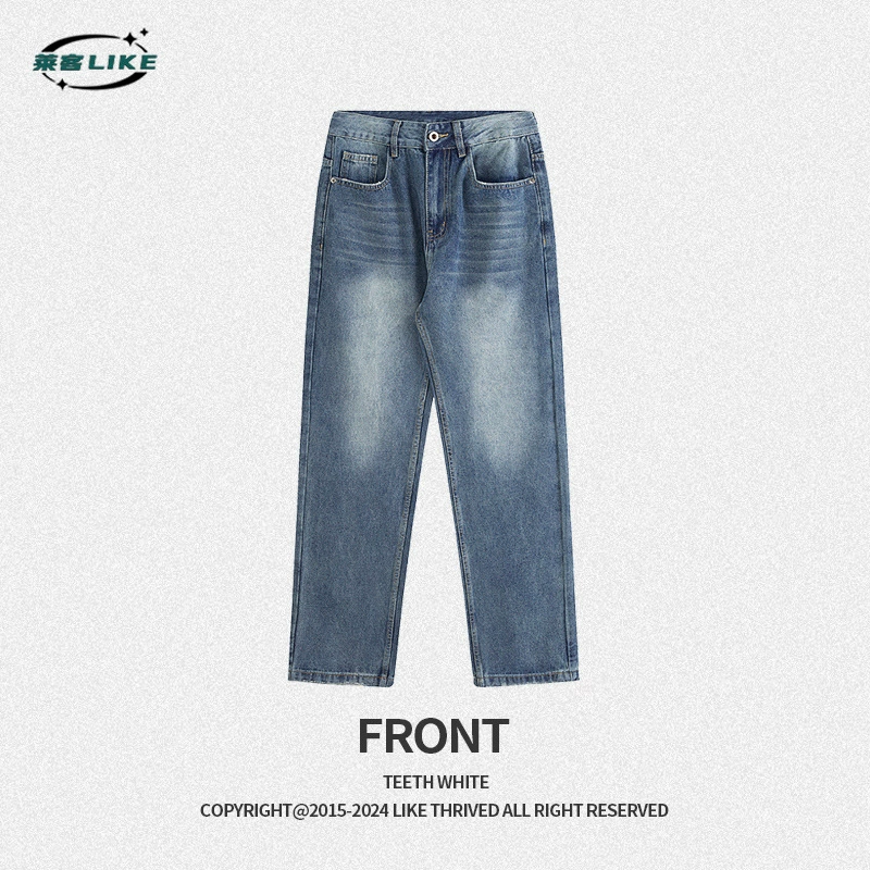 厂家直销男士宽松水洗长裤，休闲风格直筒牛仔裤，秋季流行，超多口袋设计。