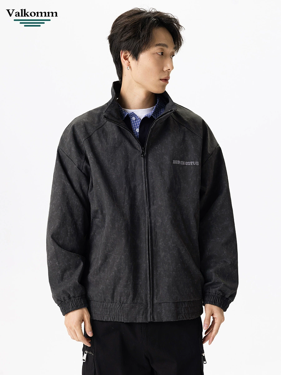 厂家直销男士宽松高档飞行夹克，复古潮流牛仔外套，春秋季休闲风格，耐磨刺绣设计