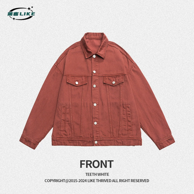 厂家直销男士宽松复古水洗牛仔外套，春秋季透气耐磨，时尚潮流设计