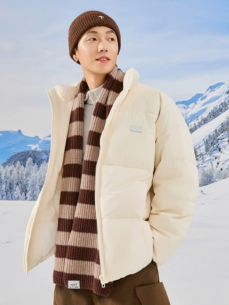 厂家直销青年男士加厚防风羽绒服宽松型，简约设计休闲风格，适合冬季多口袋时尚外套