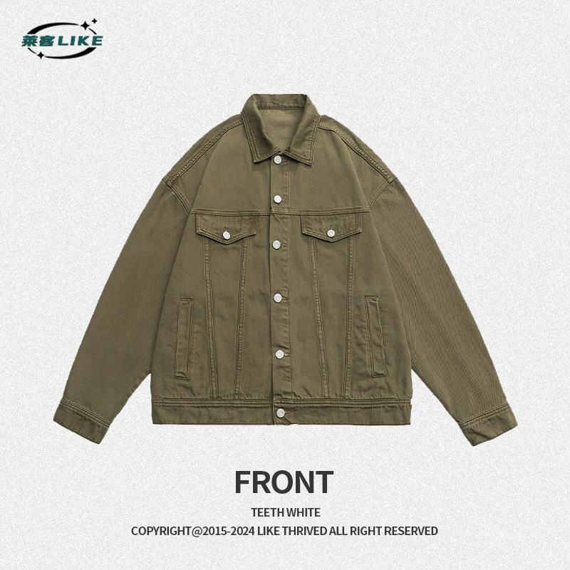 厂家直销男士宽松复古水洗牛仔外套，春秋季透气耐磨，时尚潮流设计