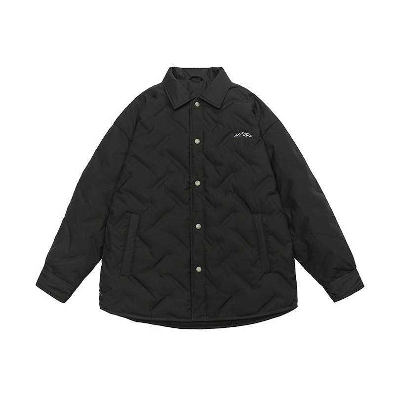 厂家直销大码男士加厚黑色羽绒服，修身设计，冬季休闲外套，连帽立领，多口袋实用