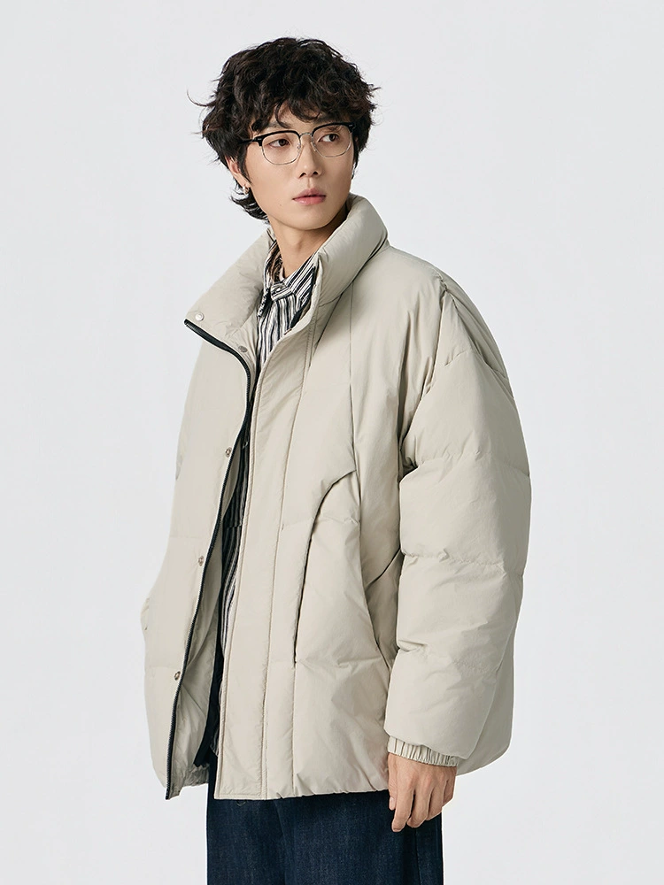 厂家直销青少年宽松加厚防风牛仔外套，冬季休闲，白鸭绒保暖面料