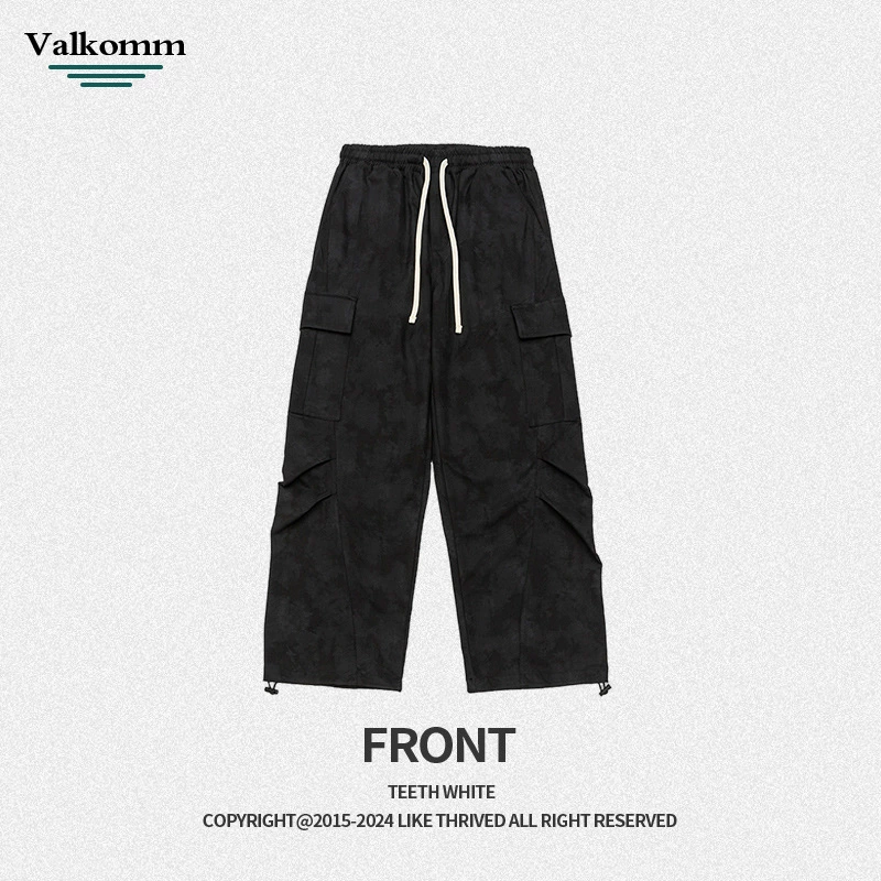 厂家直销男士修身迷彩工装裤，春季休闲款，褶皱装饰多口袋长裤