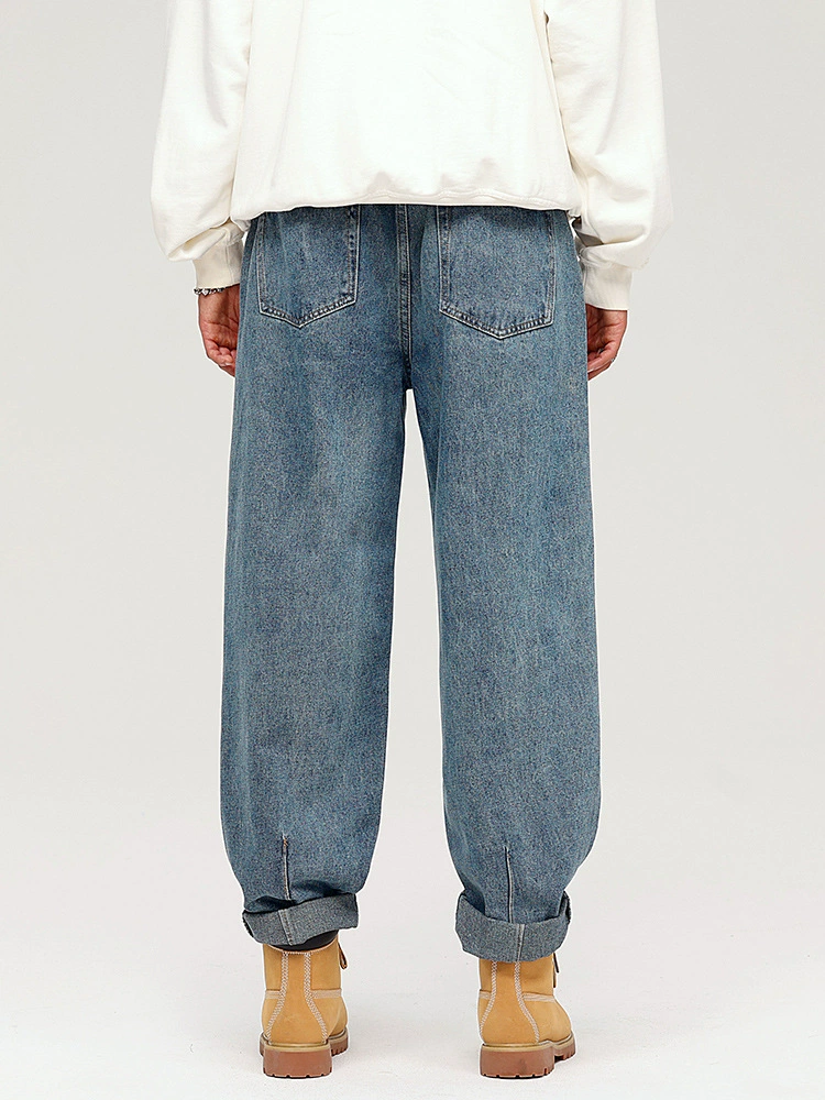 厂家直销男士修身水洗阔腿牛仔裤，春秋季街头时尚，适合日常穿着