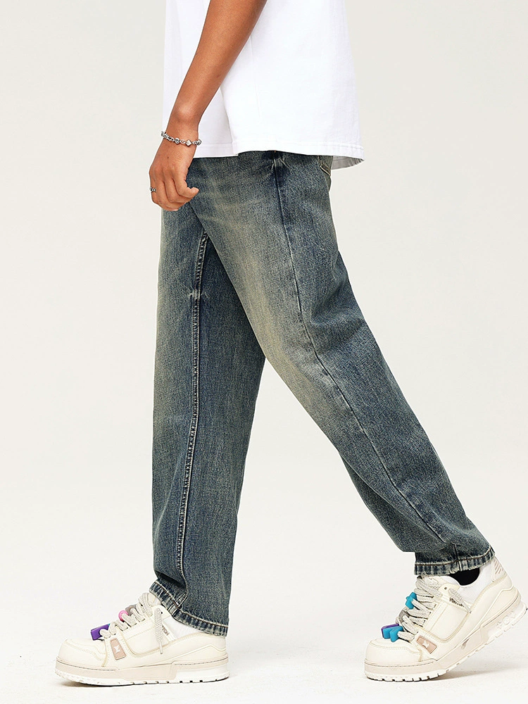 厂家直销男士复古风宽松牛仔裤，水洗直筒设计，春秋日常穿搭，经典时尚款式