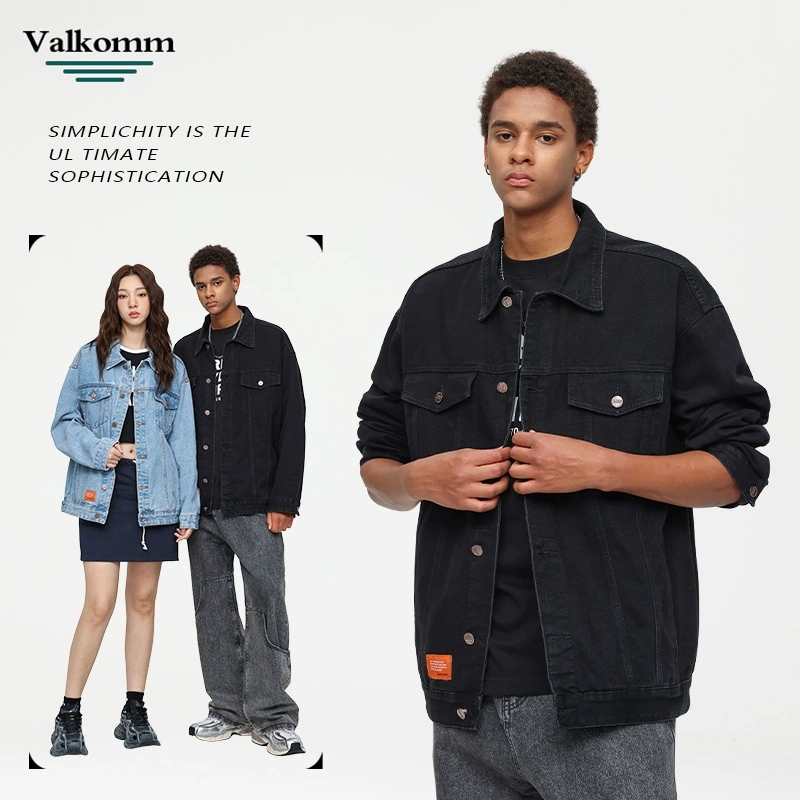厂家直销男士宽松复古水洗牛仔外套，休闲风格，多口袋设计，日常百搭夹克