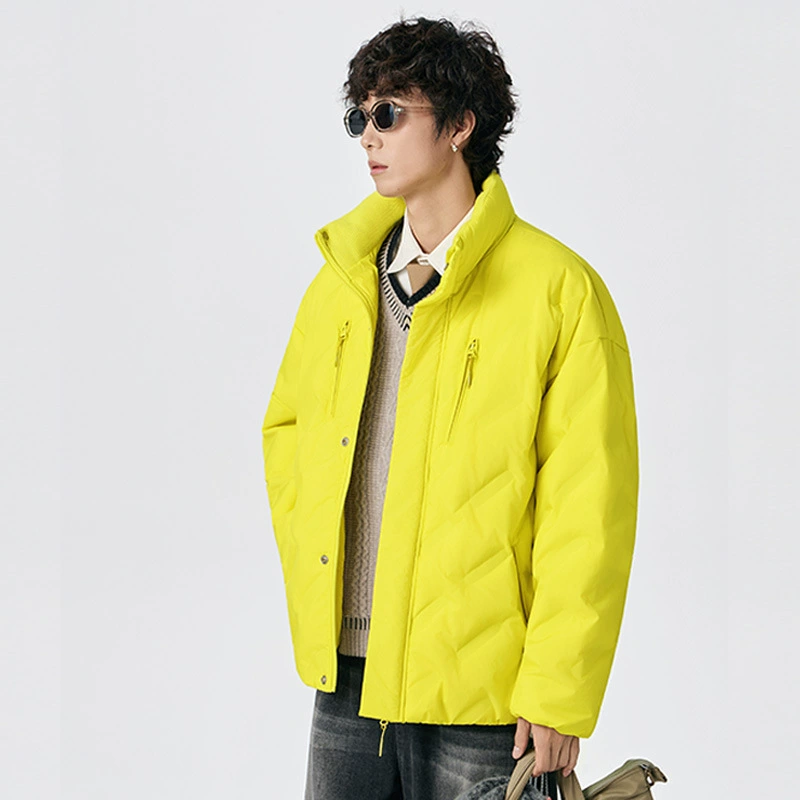 厂家直销男士加厚防风羽绒外套，宽松型，冬季休闲，多口袋设计，简约时尚