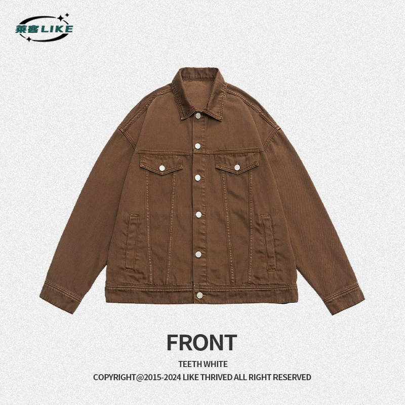 厂家直销男士宽松复古水洗牛仔外套，春秋季透气耐磨，时尚潮流设计