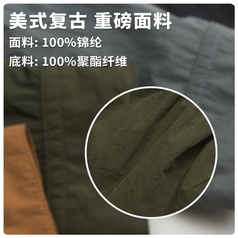 厂家直销男士宽松简约多口袋牛仔外套，休闲风格，免烫处理