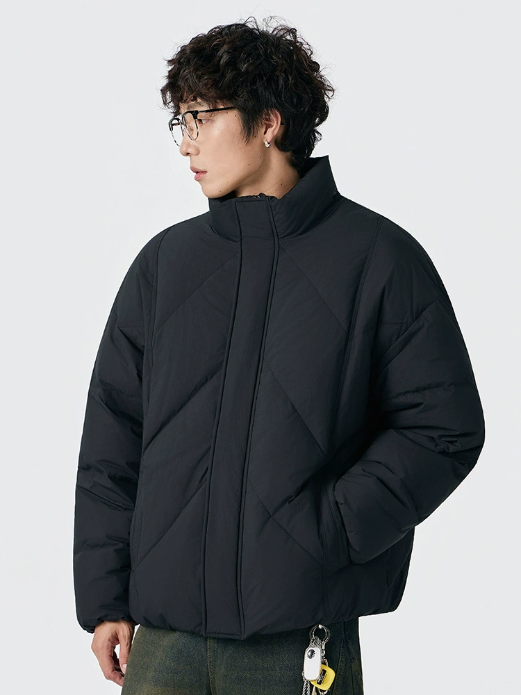 厂家直销青年加厚保暖简约风牛仔外套，适合冬季休闲，白鸭绒防风设计