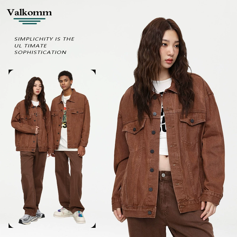 厂家直销男士宽松高档牛仔外套，透气耐磨休闲夹克，春秋适用，拼色设计，免烫处理