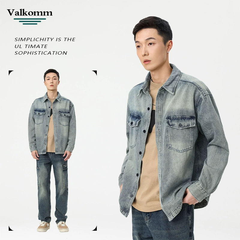 厂家直销青年男士宽松加厚牛仔外套，休闲高街风，耐磨保暖设计