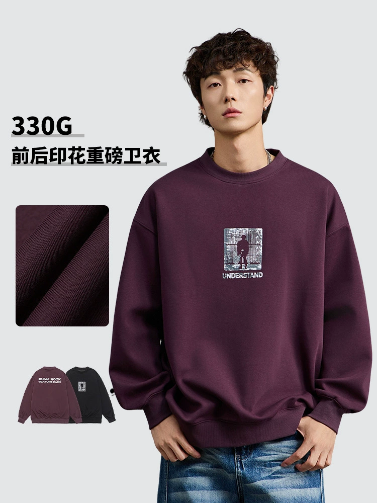 厂家直销男士潮牌宽松牛仔外套，印花设计，休闲风格，春秋款，多口袋功能