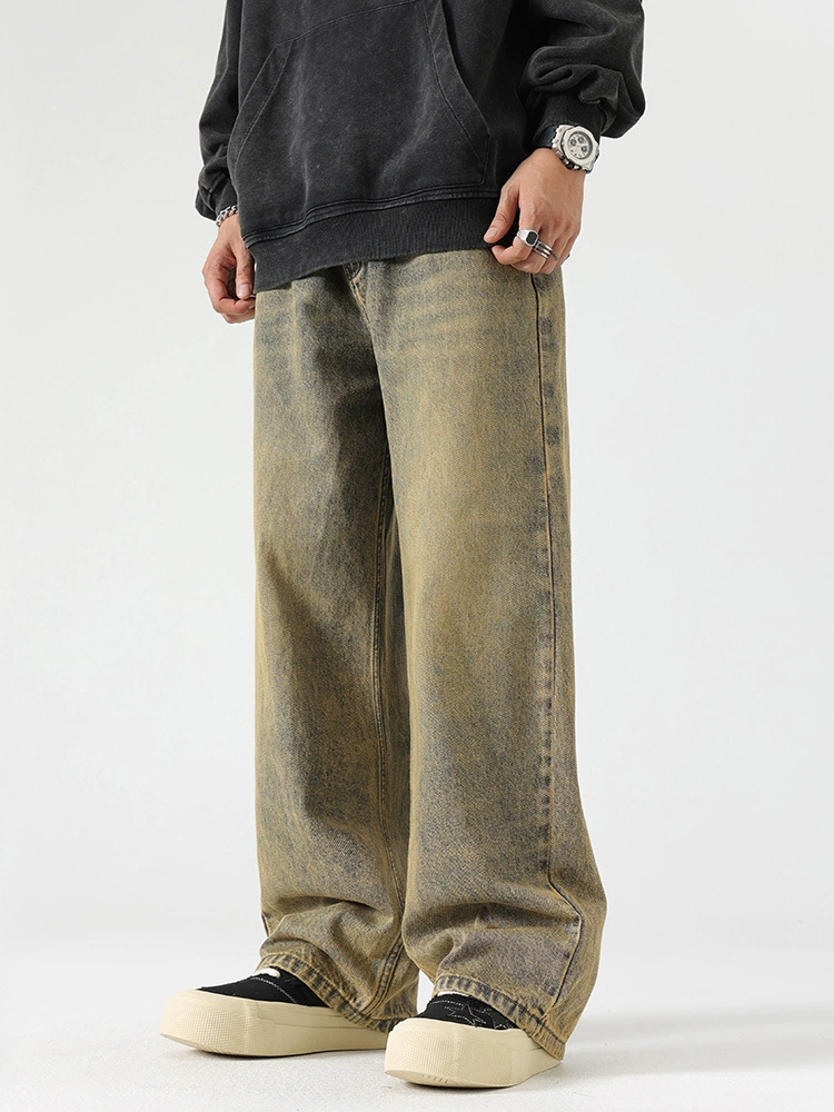 厂家直销男士修身水洗牛仔裤，宽松直筒款，适合四季休闲，青春流行风格