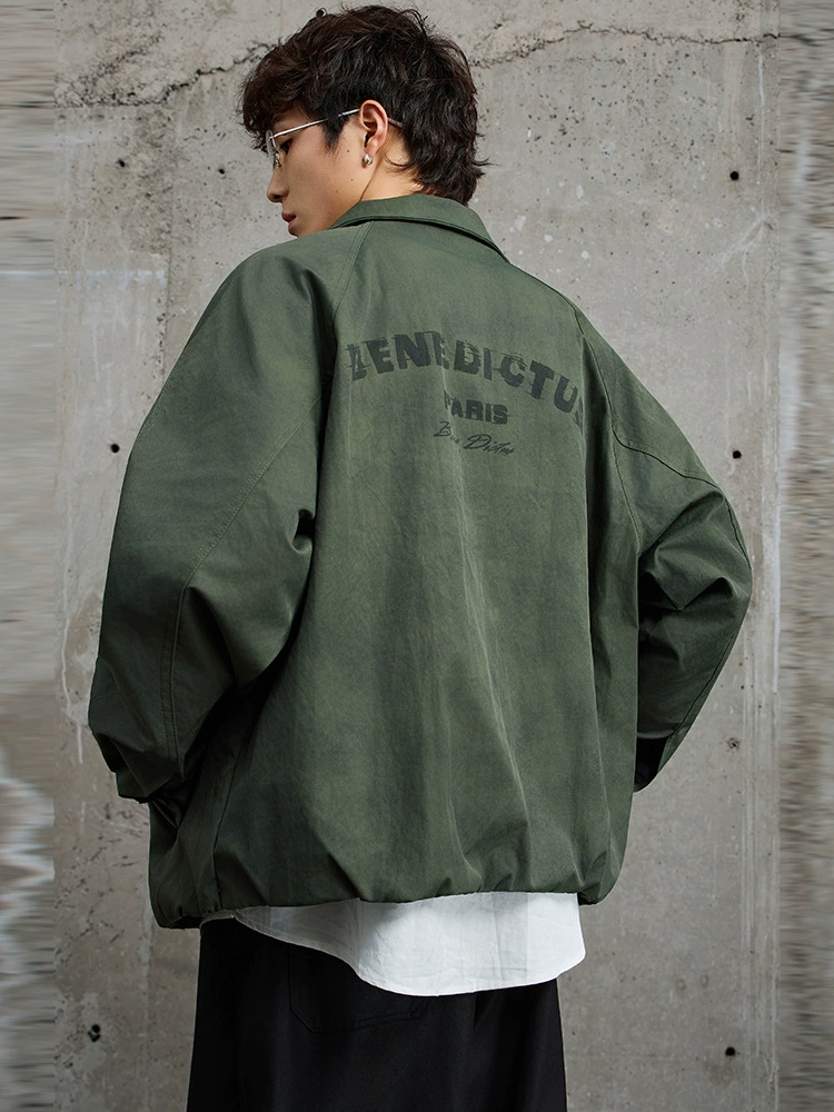 厂家直销男士透气防风印花宽松牛仔外套，春秋休闲，耐磨吸湿排汗