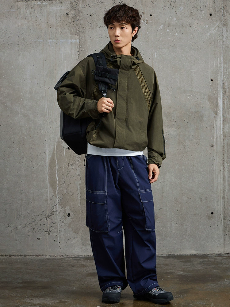 厂家直销青少年宽松拼接防风透气牛仔外套，春秋休闲，免烫处理多口袋设计