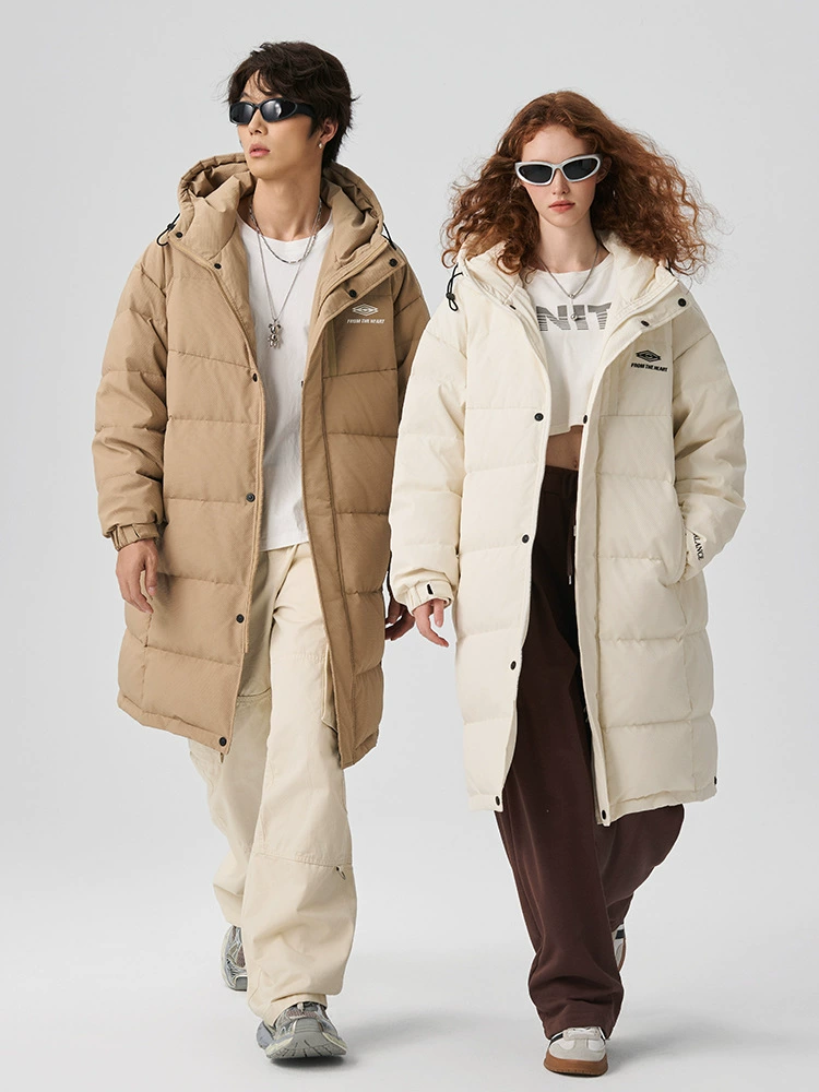 厂家直销男士加厚保暖羽绒服，宽松长款防寒外套，简约设计，冬季适用，多口袋防风功能