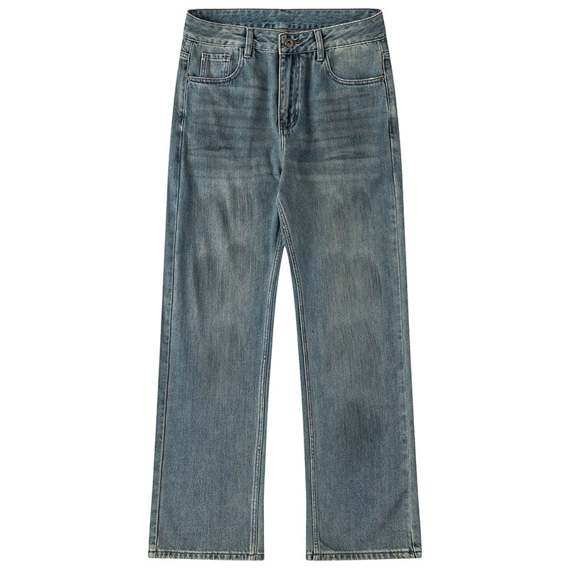 定制男士宽松阔腿牛仔裤，复古直筒设计，春秋休闲款式，多口袋实用功能
