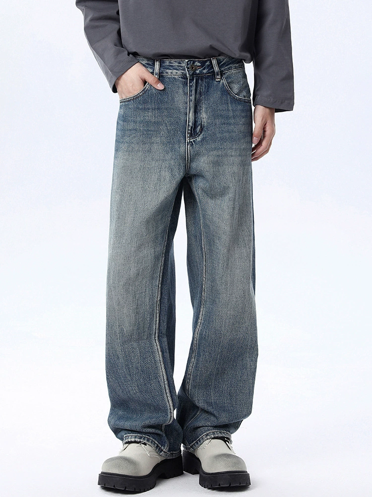 厂家直销男士修身水洗牛仔裤，直筒休闲风格，春秋季可穿，精致做旧工艺