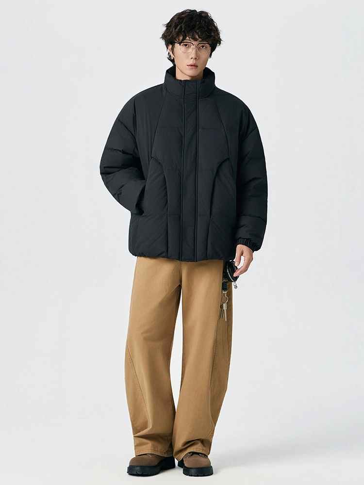 厂家直销青少年宽松加厚防风牛仔外套，冬季休闲，白鸭绒保暖面料