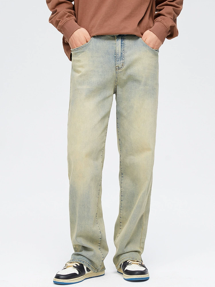 厂家直销青年男士水洗宽松直筒牛仔裤，夏季休闲，弹力透气设计