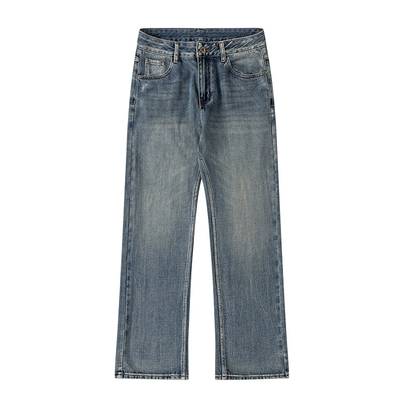 厂家直销男士修身水洗牛仔裤，直筒休闲风格，春秋季可穿，精致做旧工艺