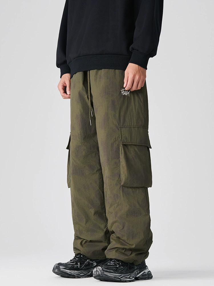 厂家直销男士宽松加厚多口袋工装裤，冬季休闲风格，美式复古直筒型