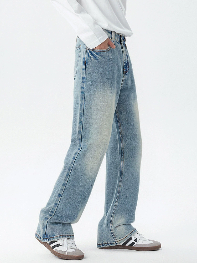 厂家直销男士宽松修身水洗做旧牛仔裤，街头风格，休闲长裤设计