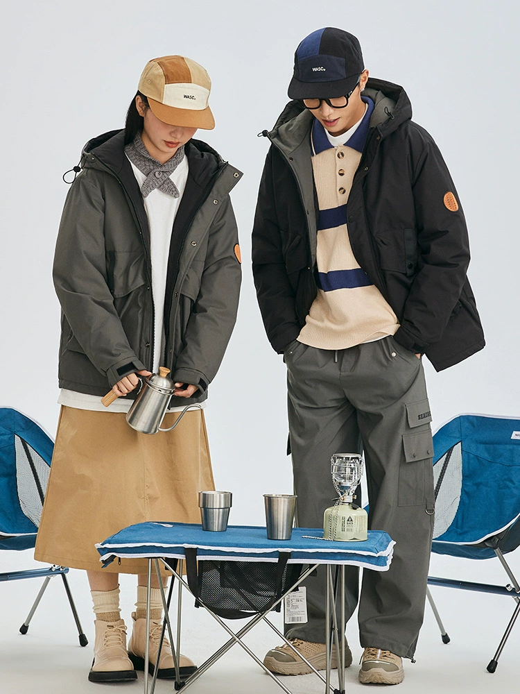 厂家直销男士加厚防风连帽羽绒服，修身冬季休闲外套，适合户外活动，时尚青年风格