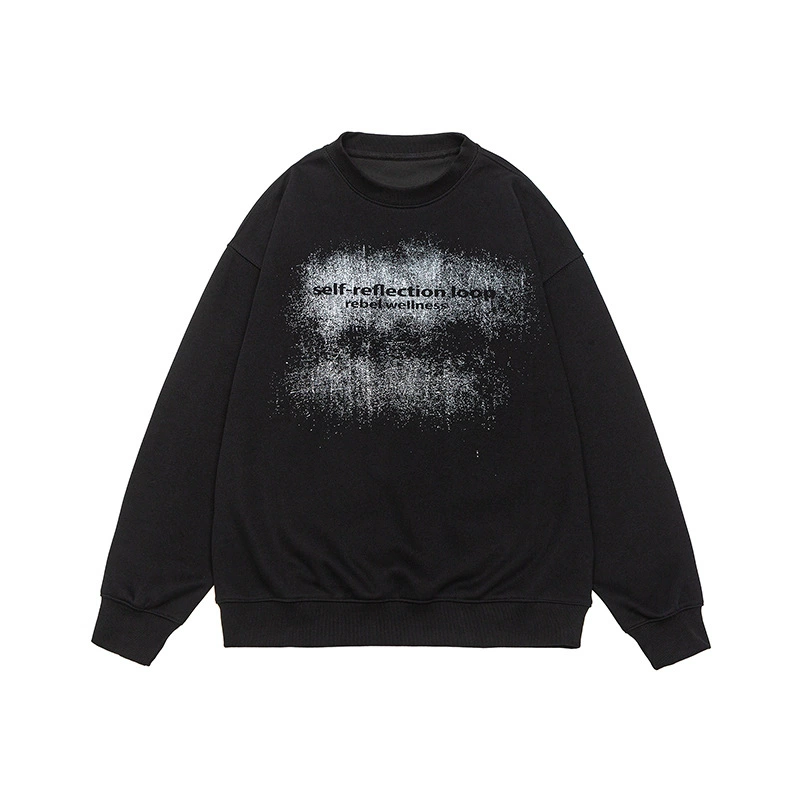 厂家直销男士宽松印花短袖卫衣，休闲风格，春秋季适合青少年穿着