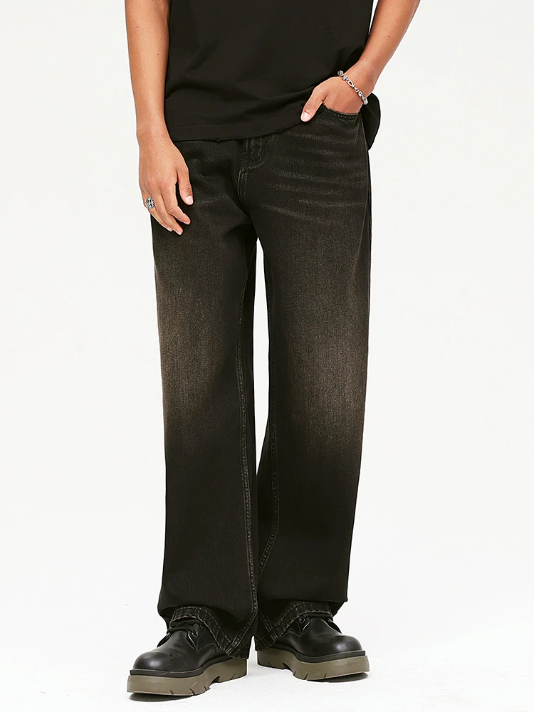 厂家直销男士复古水洗牛仔裤，宽松直筒设计，四季适用，日常潮流款式