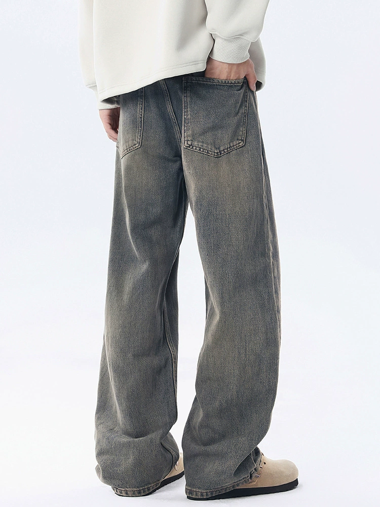 厂家直销男士高街潮流水洗渐变牛仔裤，直筒宽松，春秋休闲，100%棉质材质