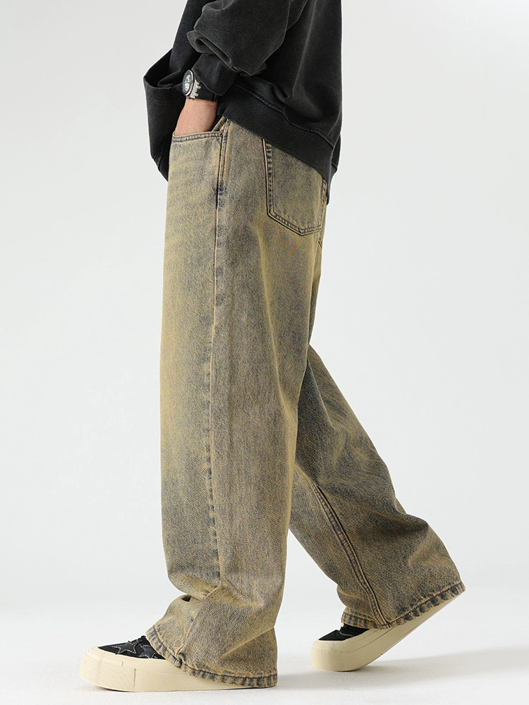 厂家直销男士修身水洗牛仔裤，宽松直筒款，适合四季休闲，青春流行风格