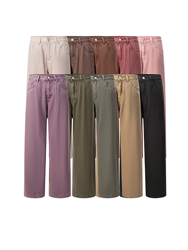 厂家直销男士修身多巴胺配色直筒牛仔裤，春秋季休闲风格，水洗工艺