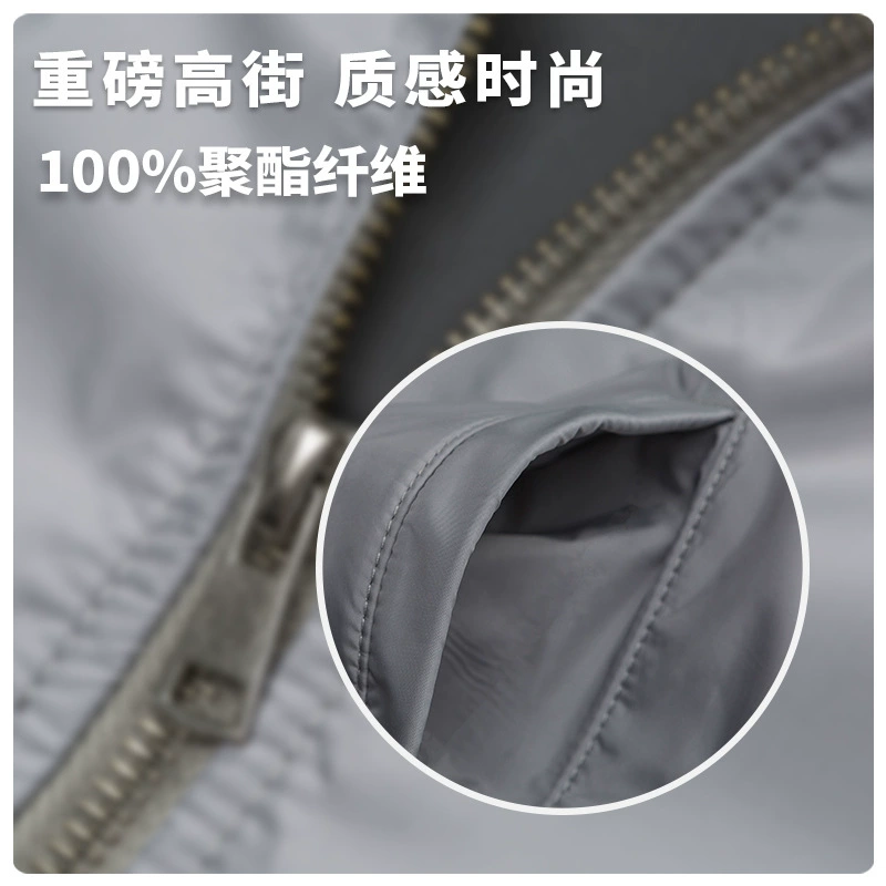 厂家直销男士宽松春秋夹克，简约潮牌运动外套，休闲风格，免烫处理，多口袋设计