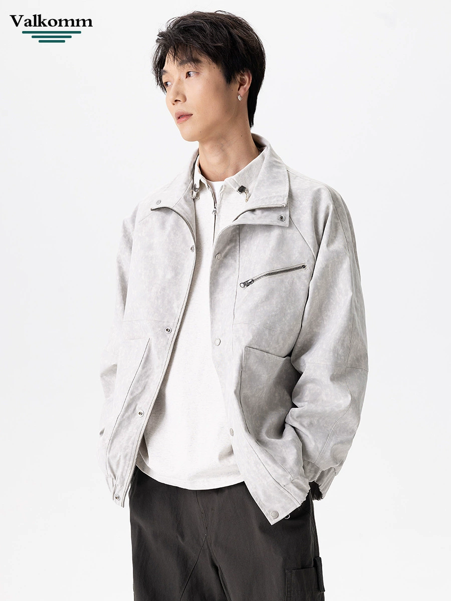 厂家直销男士宽松透气夹克外套，春秋休闲，高街潮流设计，罗纹底摆