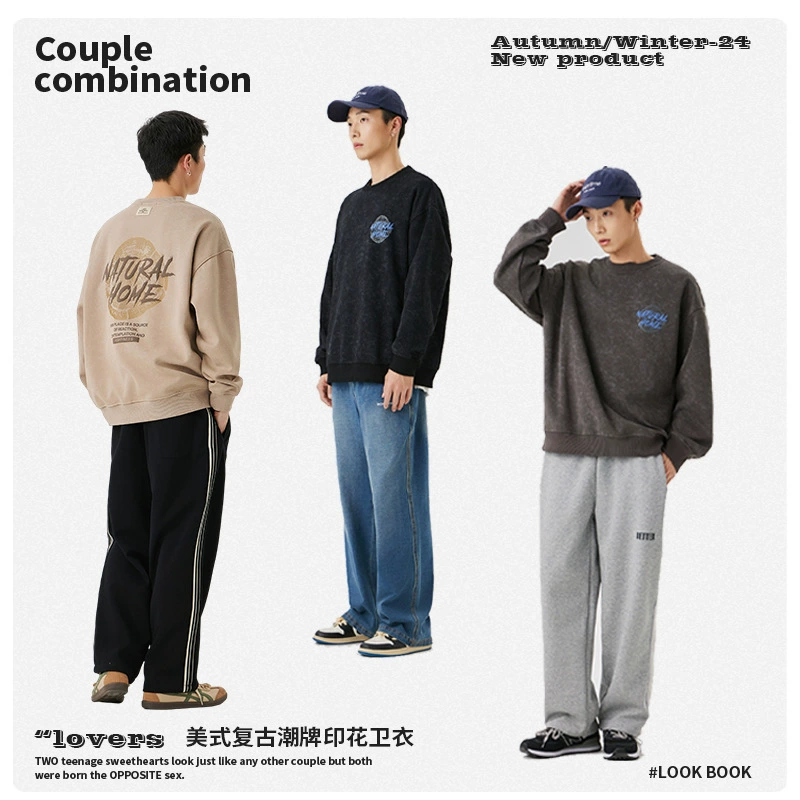 厂家直销男士宽松百搭印花牛仔外套，春秋日常、高街流行风格，数码印花潮流设计