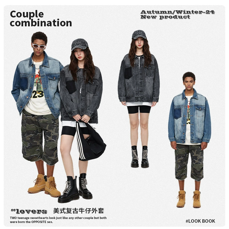 厂家直销男士宽松复古牛仔外套，简约时尚，适合春秋季，日常休闲穿搭，免烫处理设计