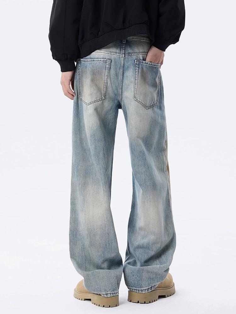 厂家直销男士宽松涂鸦牛仔裤，休闲风格，水洗做旧设计，春秋季可搭配日常穿着