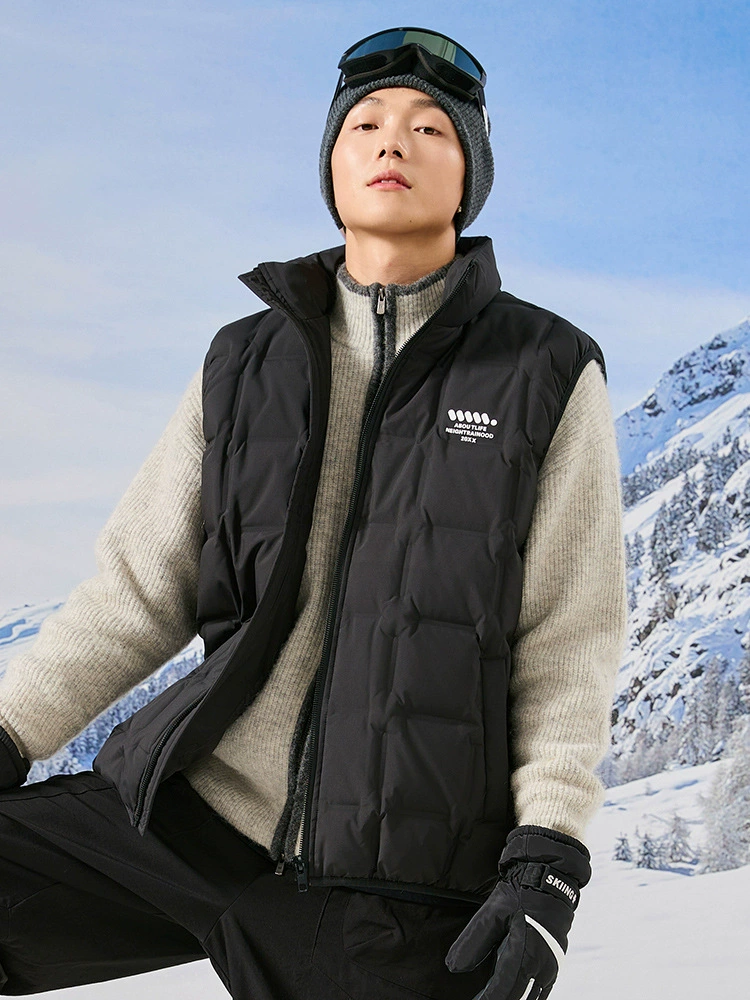 厂家直销青年男士休闲加厚羽绒马甲，立领防风户外运动，冬季必备轻便款